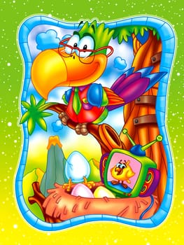 a digitally illustrated cute bird