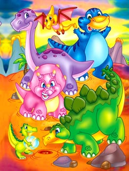 a digitally illustrated cute dinosaur