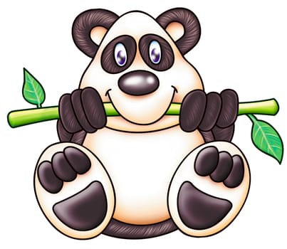 a digital illustration of a cute panda
