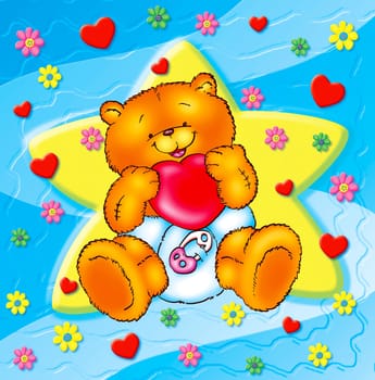 a digitally illustrated cute bear