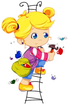 a digitally illustrated cute kid