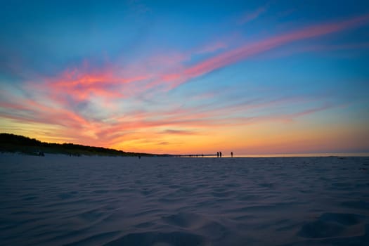 atmospheric sky after a sunset on the beach of Swinoujscie in Poland