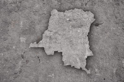 Map of Democratic Republic of the Congo on weathered concrete