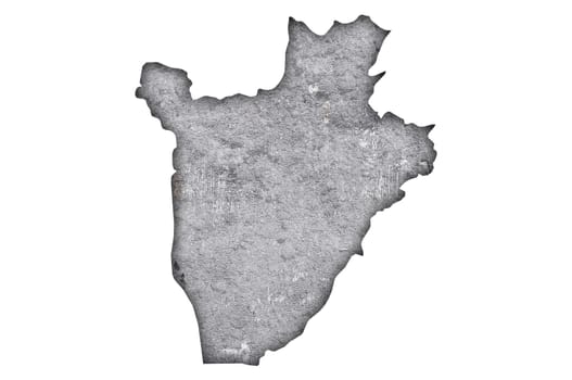 Map of Burundi on weathered concrete