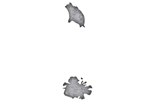 Map of Antigua and Barbuda on weathered concrete