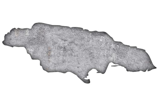 Map of Jamaica on weathered concrete