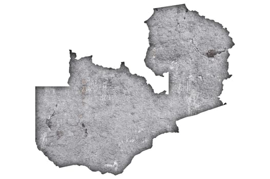 Map of Zambia on weathered concrete