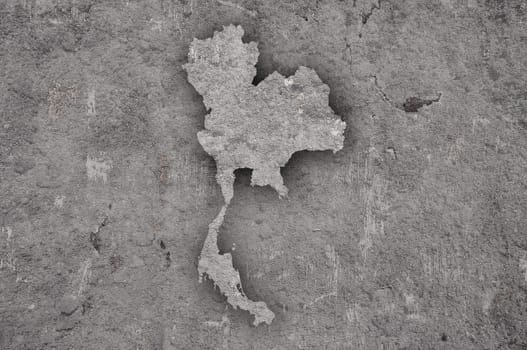Map of Thailand on weathered concrete