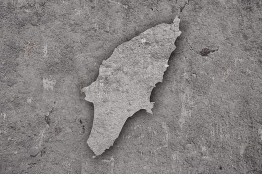 Map of Rhodes on weathered concrete