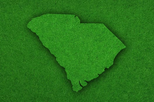 Map of South Carolina on green felt