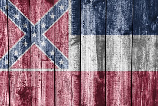 Flag of Mississippi on old wooden wall