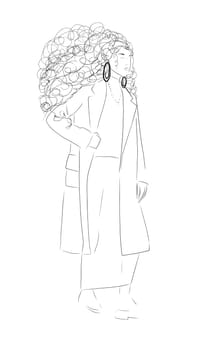 Woman black white isolated on white background. Modern style of clothing. Women in coats. Top Model. Fashion week. Trend illustration.