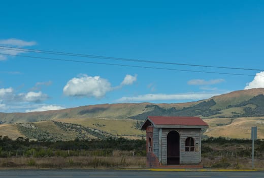 Bus stop on road 9 near Puerto Natales, Chile