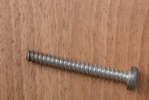 One bolt on wood blur background