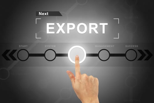 hand clicking export button on a touch screen