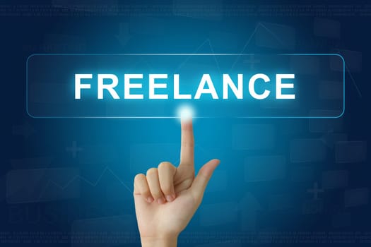 hand press on freelance button on virtual screen