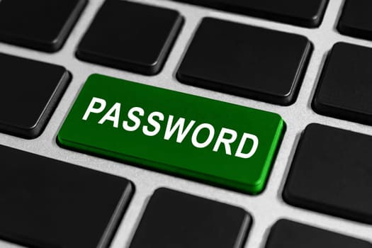 password green button on keyboard, technology concept