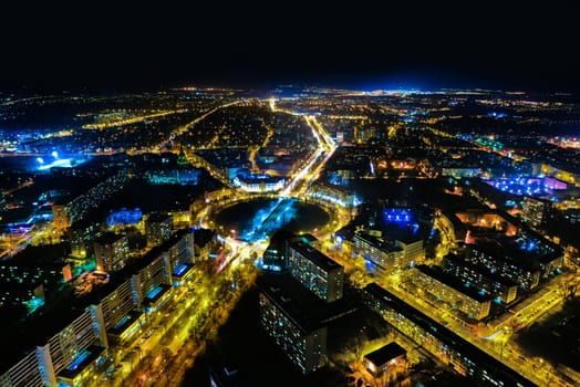 night panorama of wroclaw