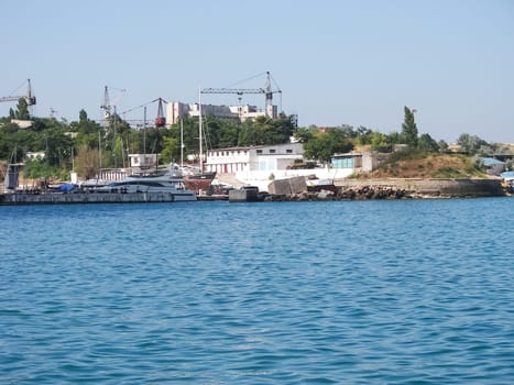 Sea and shore in Sevastopol. The coastline of Sevastopol.