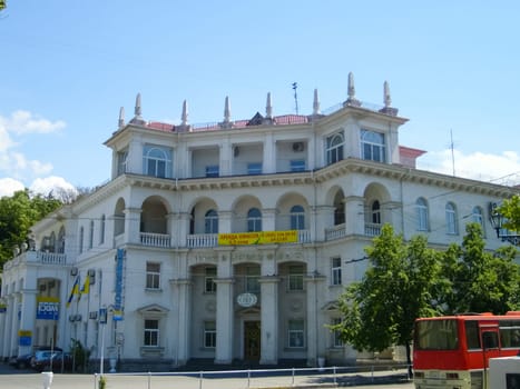 Republic of Crimea, Sevastopol - July 28, 2019: The architecture of the buildings in Sevastopol. The city is a hero of Sevastopol and its architecture.