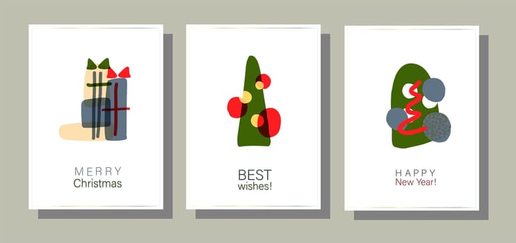 Minimalistic greeting posters. Christmas cards in the style of minimalism. Abstract shapes.