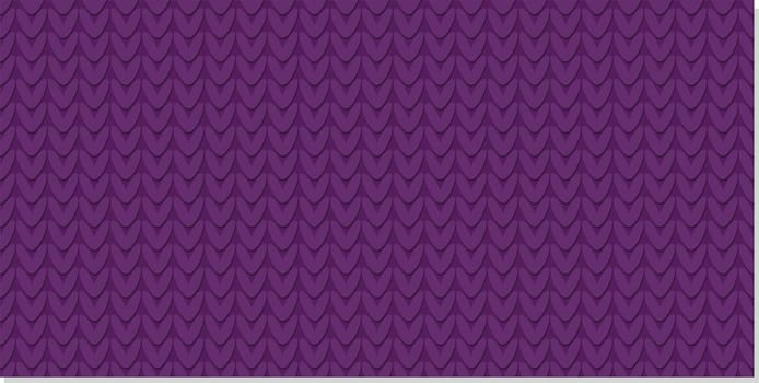 Knitted seamless pattern. Knitting fabric. Front loop. Background for the design of holiday cards, textiles and presentations. Woolen purple background.Vector illustration
