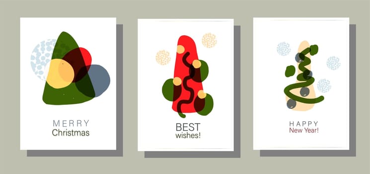 Minimalistic greeting posters. Christmas cards in the style of minimalism. Abstract shapes.
