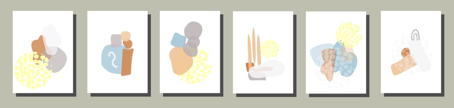 Abstract spots on a white background. Trendy interior posters. Elements for presentation design