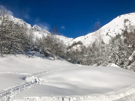 The Alpe d Huez ski domain in the French Alps