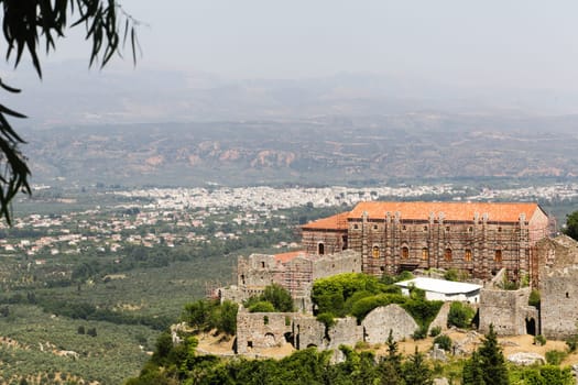 The abandoned medieval city of Mystras, Peloponnese, Greece.