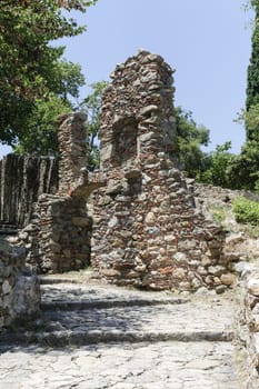 The abandoned medieval city of Mystras, Peloponnese, Greece.
