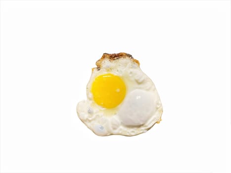 Fried egg isolated on white. Selective focus