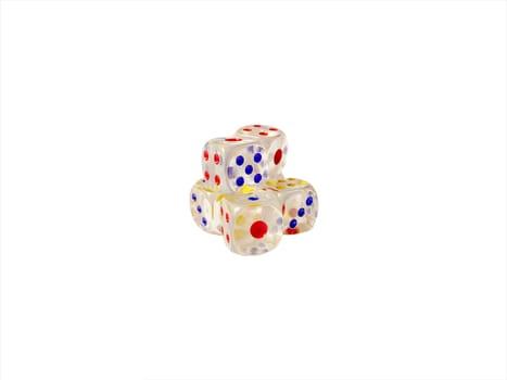 Dice on white background. Selective focus