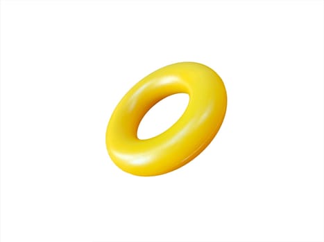 Yellow ring toy pyramid on white background