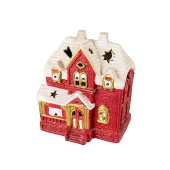 Toy house of red color isolated on a white background.