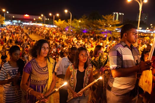 Bukit Mertajam, Penang/Malaysia - Jul 30 2016: Thousand of pilgrims lit up candle to St. Anne church.