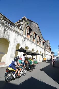Georgetown, Penang/Malaysia - Jul 30 2016: Bicycle and motorcycle is the main transport at the old UNESCO World Heritage Georgetown.
