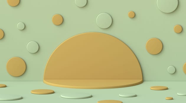 Abstract mock up circles 3D render illustration on green background