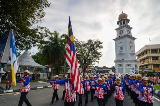 Georgetown, Penang/Malaysia - Aug 31 2016: Celebration Malaysia National day near clock tower.