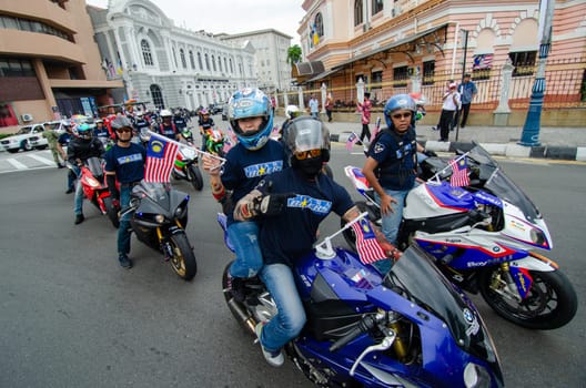 Georgetown, Penang/Malaysia - Aug 31 2016: Motorcyclist participate independence parade.