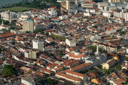 George Town, Penang/Malaysia - Jun 18 2017: Aerial view Penang Georgetown in afternoon.