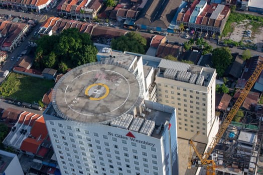 George Town, Penang/Malaysia - Jun 25 2017: Aerial view St Wembley helicopter landing pad.