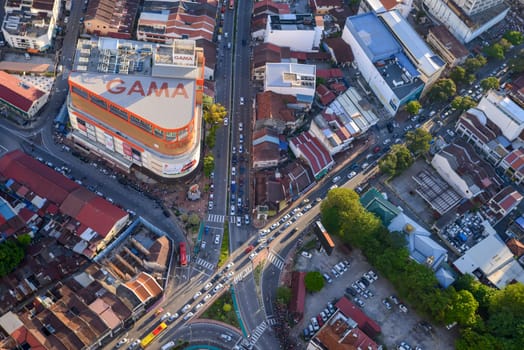 George Town, Penang/Malaysia - Jun 25 2017: Busy traffic at junction near GAMA shopping.