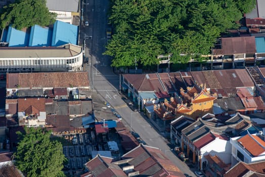 George Town, Penang/Malaysia - Jun 25 2017: George Town, Penang/Malaysia - Jun 25 2017: Aerial view street at Georgetown heritage.