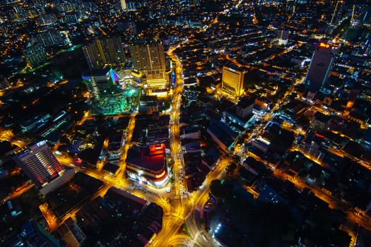 George Town, Penang/Malaysia - Jun 30 2017: Night view of busy traffic at Georgetown.