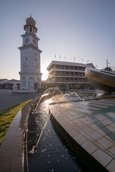 George Town, Penang/Malaysia - Aug 31 2017: View of the Queen Victoria memorial clock tower in morning.