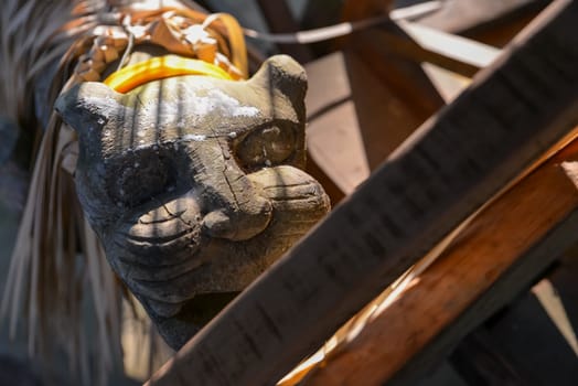 Carey Island, Selangor/Malaysia - Mar 17 2018: Malaysia aborigine Mah Meri sculpture.