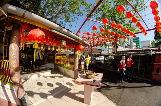 George Town, Penang/Malaysia - Feb 25 2018: Tourist visit to Chew Jetty during chinese new year.