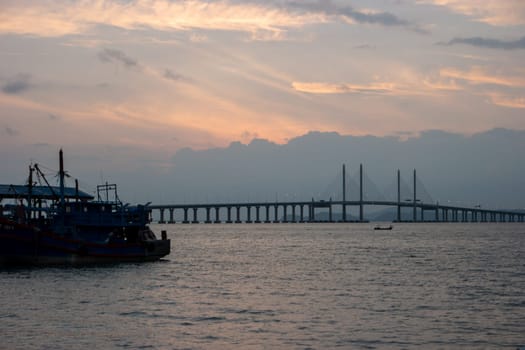 Georgetown, Penang/Malaysia - Mar 28 2018: Sunrise at Penang Second Bridge