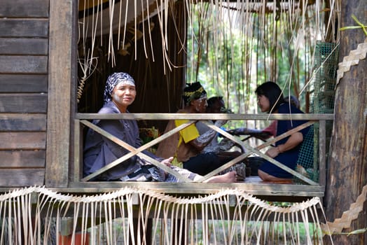 Carey Island, Selangor/Malaysia - Mar 17 2018: Mah Meri people at wooden house.